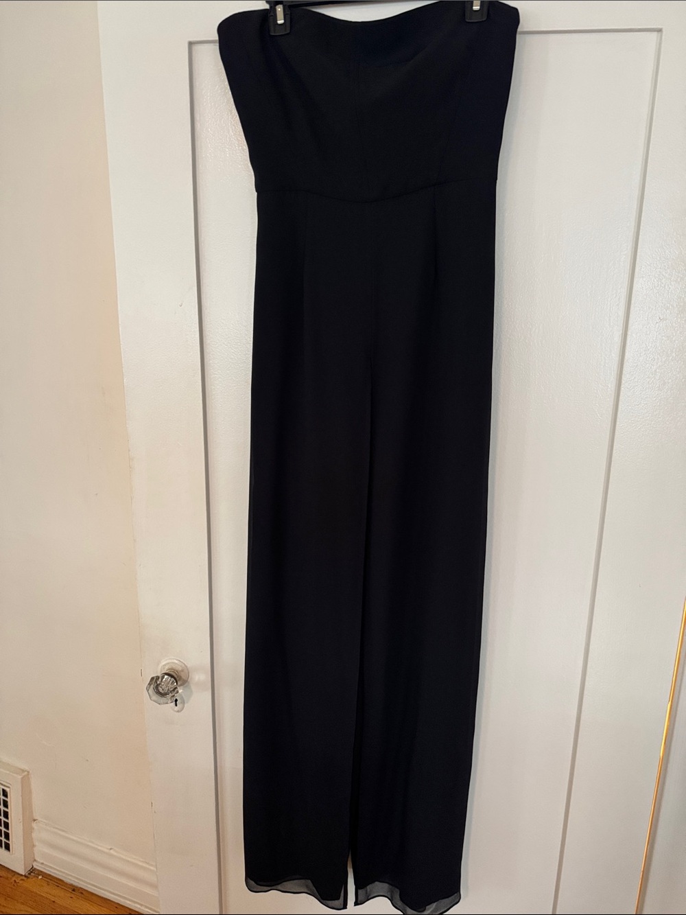Halston Heritage Black Strapless Wide-Leg Jumpsuit